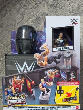 WWE Knuckle Crunchers Final Boss Microphone Playset – ROCK Black, Purple, White